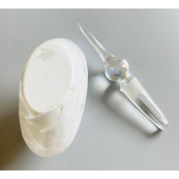 Art Glass Perfume Bottle Opalescent Iridescent Teardrop Stopper Blown Oyster - Picture 4 of 5